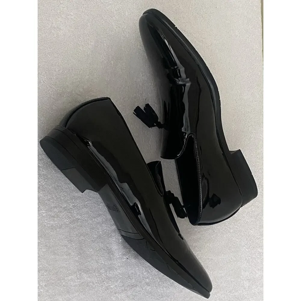 Stacy Adams Men's Phoenix Tassel Slip On Dress Shoes Black Patent Size 7.5‎